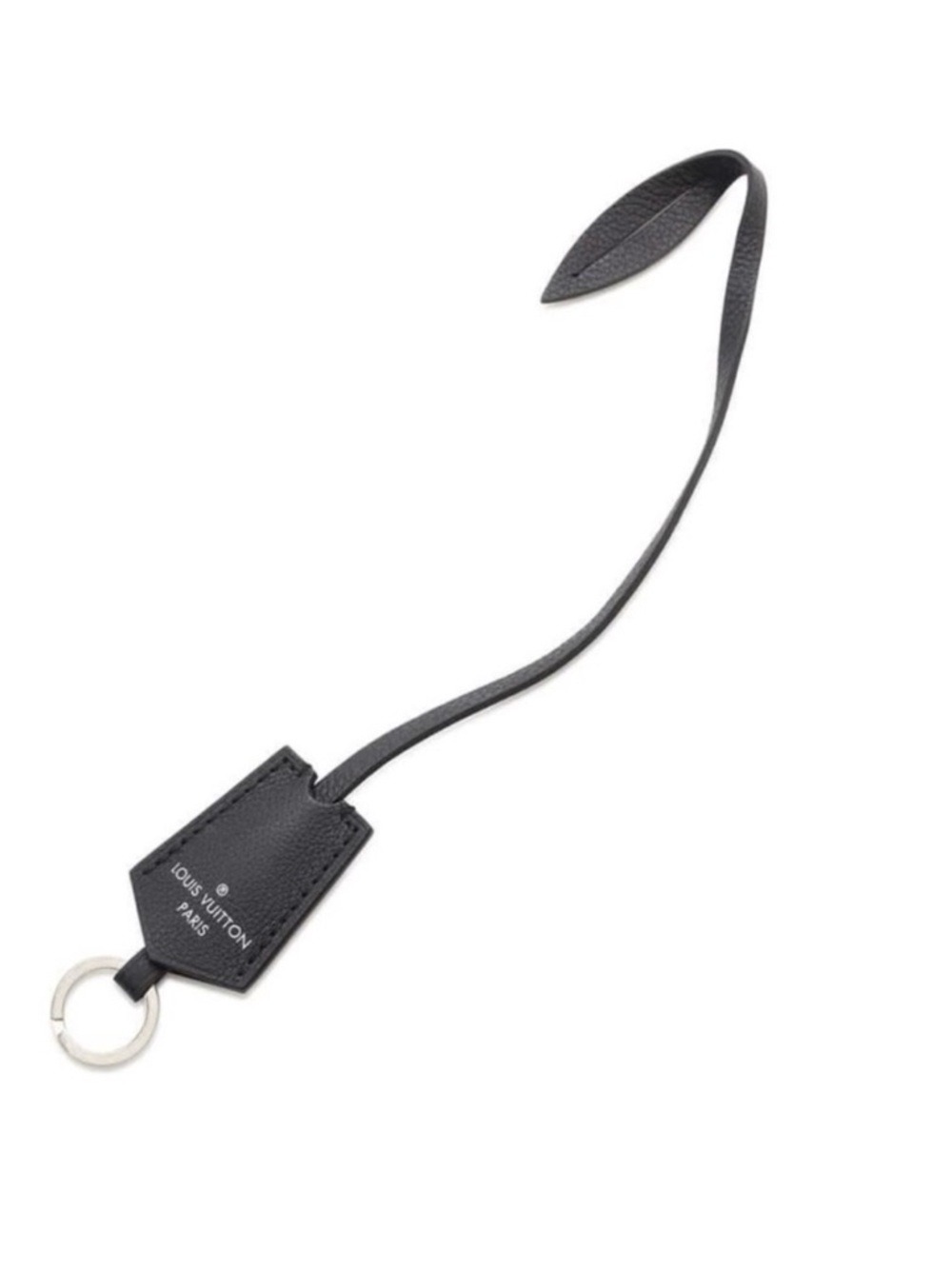 Louis Vuitton Black Leather Clochette with Silver Ring